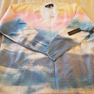 NWT tie dyed print deep v sweater